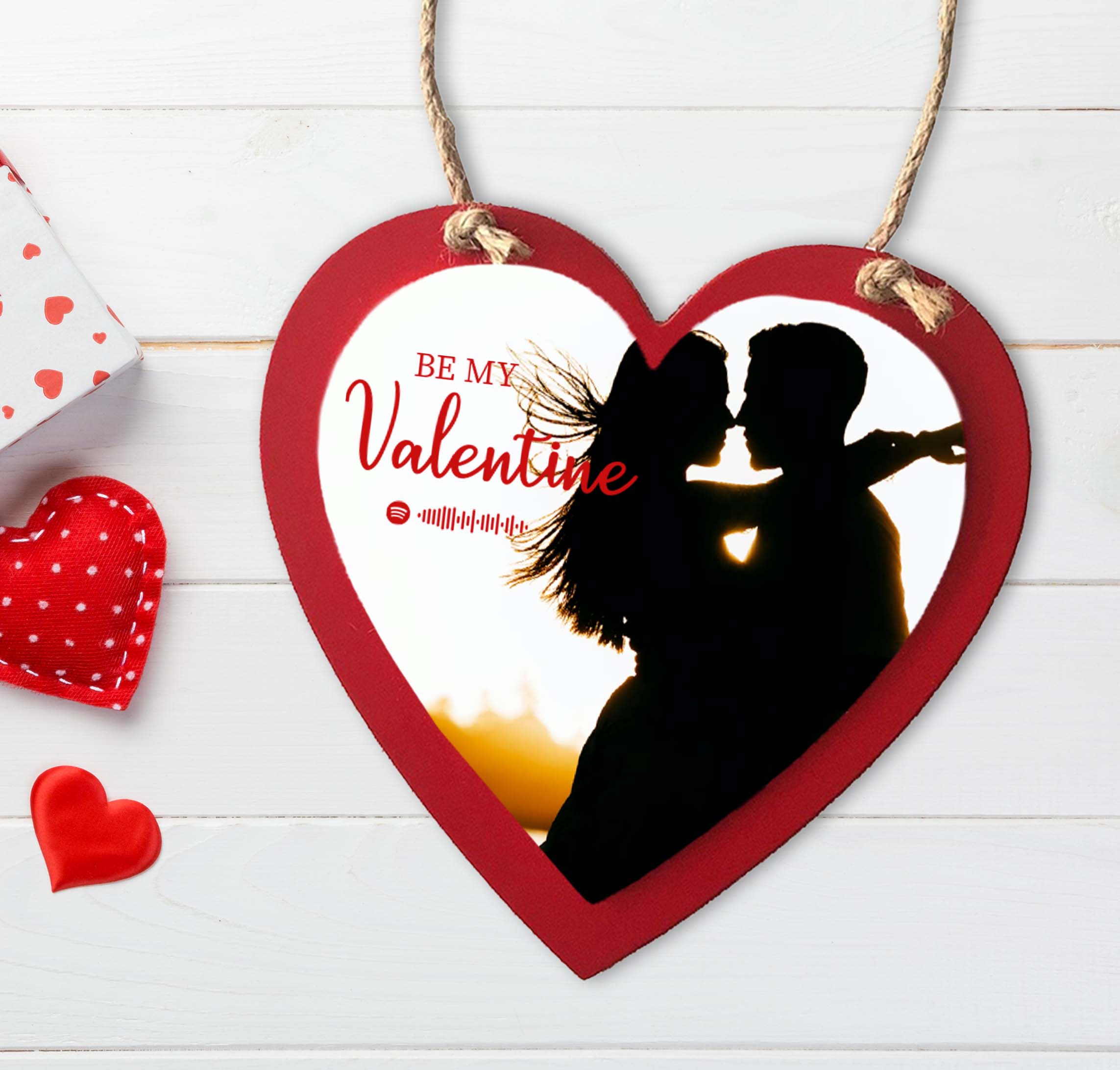 personalized red heart ornament